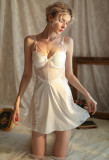 Sexy Deep V Neckline Lace with Satin Lingerie Set