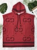 Socialite Printed Loose Hoodie Buttoned Wool Coat Dress