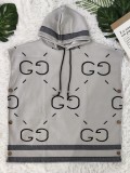 Socialite Printed Loose Hoodie Buttoned Wool Coat Dress