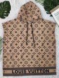 Socialite Printed Loose Hoodie Buttoned Wool Coat Dress