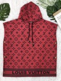 Socialite Printed Loose Hoodie Buttoned Wool Coat Dress