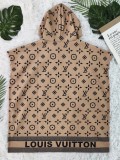 Socialite Printed Loose Hoodie Buttoned Wool Coat Dress