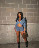Stretchy Shorts and Denim Jacket Set