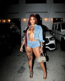 Stretchy Shorts and Denim Jacket Set