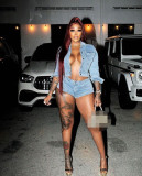 Stretchy Shorts and Denim Jacket Set