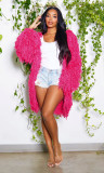 Solid Color Knitted Hand Crochet Fringe Cardigan Sweater