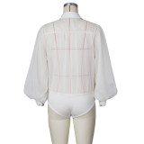 Seductive Sheer Jumpsuit with Bubble Sleeves