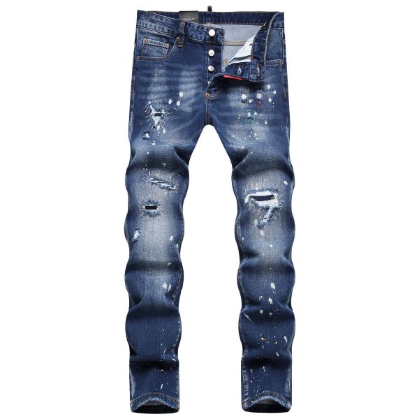 Men's Mid-rise Paint Splatter Slim Fit Jeans
