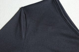 Metallic Accent One-Shoulder Bodycon Dress with Ruffled Hem