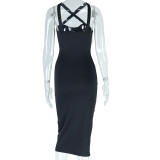 Back Headband Cross Strap Bodycon Dress