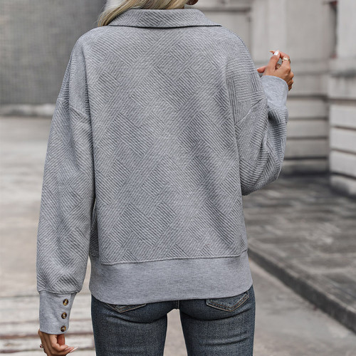 Gray Turndown Collar Sweatshirt