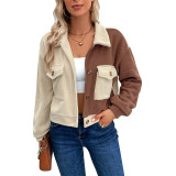 Color Block Stitching Fleece Outerwear Jackets