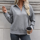 Gray Turndown Collar Sweatshirt
