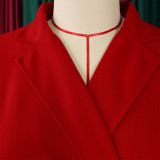 2024 Fashion Solid Color Office V-neck Belt Split Midi Dress Elegant Women Half Sleeve OL Commuter Slim Pencil Dress