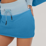 Y2k Women 2023 Fashion Long Sleeve Crop Hoodies Booty Skirt Set