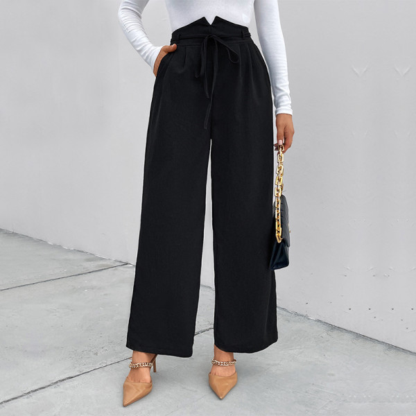 Plus Paperbag Waist Belted Wide Leg Pants