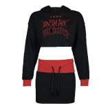 Y2k Women 2023 Fashion Long Sleeve Crop Hoodies Booty Skirt Set