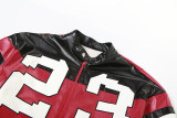 Letter Embroidery Color Patchwork PU Leather Varsity Jacket