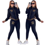 Fashion Bronzing Long Sleeve Sportswear Tops Trousers