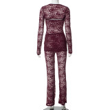 Lace Cover-up Strapless Long Pants Three-piece Outfit