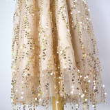 Women's Fringe Sequin Party Dress V-Neck Long Sleeve Glitter Cocktail Evening Dress