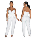 Fashion Women Butterfly Waist Crystal Spaghetti Strap One Piece   Jumpsuit