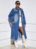 Ripped Raw Cut Denim Coat