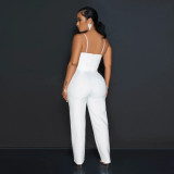 Fashion Women Butterfly Waist Crystal Spaghetti Strap One Piece   Jumpsuit