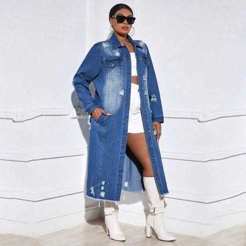 Ripped Raw Cut Denim Coat