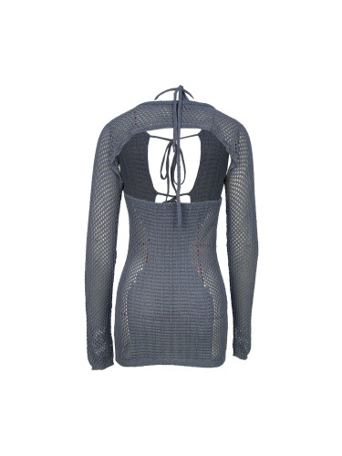 Knitting Birthday Bodycon Midi Halter Neck Tie Up Dress with Cover-ups 2 Piece Sets