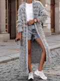 Women Knit Ribbed Tassel Long Sleeve Open Stitch Maxi Slim Cardigan Sweater Winter 2023 Oversized Jumpers Outcoat