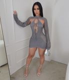 Knitting Birthday Bodycon Midi Halter Neck Tie Up Dress with Cover-ups 2 Piece Sets