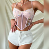 Built-in chest pad corset crop tops for women Vest Waist