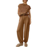 Two Piece Sweater Sets Women Lounge Sets Knit Pullover Tops and High Waisted Pants Loungewear