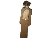 Sexy Hollow Out Backless Knitted Long Sleeve Maxi Dress