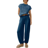 Two Piece Sweater Sets Women Lounge Sets Knit Pullover Tops and High Waisted Pants Loungewear