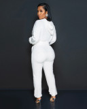 Two Piece Sets Women Outfits Bright Hot Diamond Loving Long Sleeve Hooded Crop Top Pants Lounge Wear