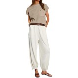 Two Piece Sweater Sets Women Lounge Sets Knit Pullover Tops and High Waisted Pants Loungewear