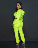 Two Piece Sets Women Outfits Bright Hot Diamond Loving Long Sleeve Hooded Crop Top Pants Lounge Wear