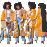 Casual Short Sleeve Knitted Turndown Neck Long Cardigan Coat