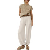 Two Piece Sweater Sets Women Lounge Sets Knit Pullover Tops and High Waisted Pants Loungewear