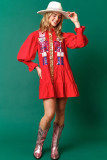 Women'S Christmas Pink Nutcracker Sequins Shirt Dress