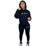 Women's Trend Pyrography Logo Hoodies Tracksuit Set