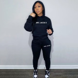 Women's Trend Pyrography Logo Hoodies Tracksuit Set