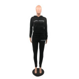 Women's Trend Pyrography Logo Hoodies Tracksuit Set