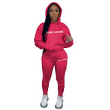Women's Trend Pyrography Logo Hoodies Tracksuit Set