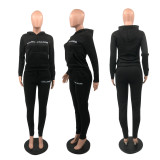 Women's Trend Pyrography Logo Hoodies Tracksuit Set