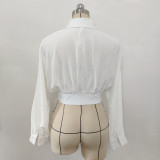 Breezy Batwing Sleeve Crop Top with Waist Tie
