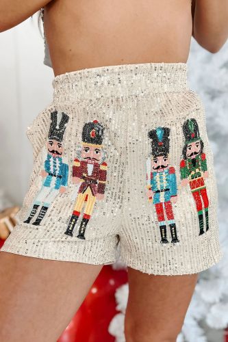 Christmas Sequin Shorts Fashion Loose High Waist Sexy Shorts