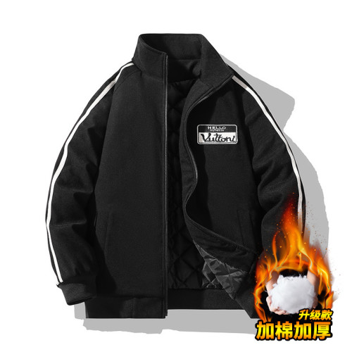Polyester Velvet Men's Stand Collar Casual Sports Jacket